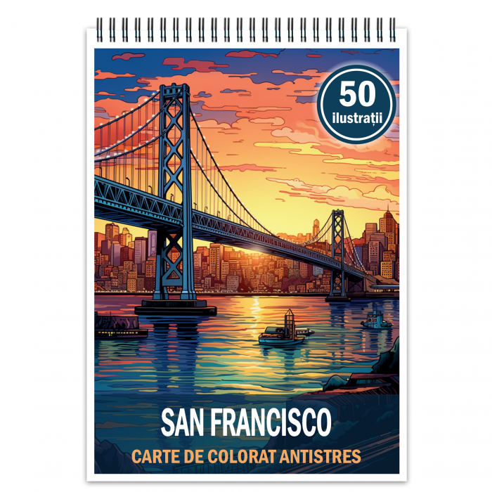 Carte de colorat antistres , 50 de ilustratii San Francisco, 106 pagini [1]