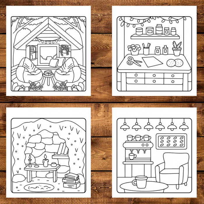 Carte de colorat antistres , 50 de ilustratii Spatii Cozy, 106 pagini [3]