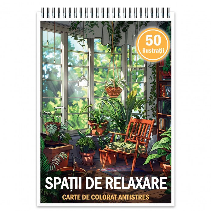 Carte de colorat antistres , 50 de ilustratii Spatii de Relaxare, 106 pagini [1]