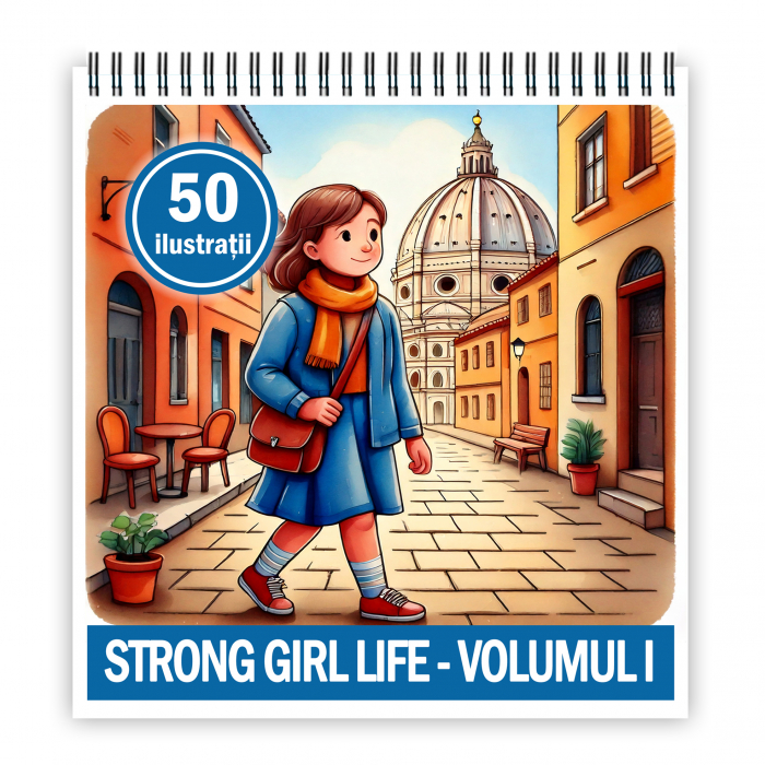 Carte de colorat antistres , 50 de ilustratii Strong Girl Life - Volumul I, 106 pagini [1]