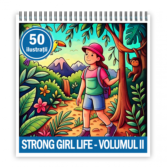 Carte de colorat antistres , 50 de ilustratii Strong Girl Life - Volumul II, 106 pagini [1]