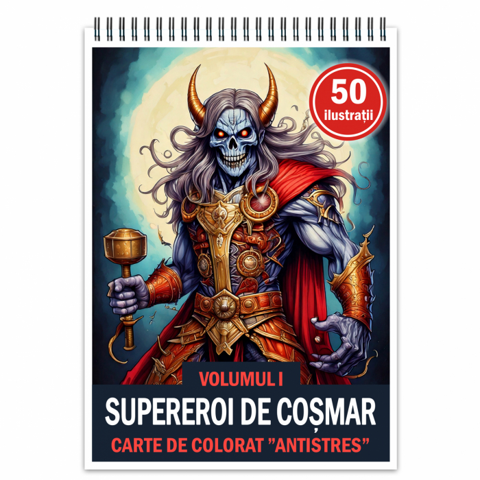 Carte de colorat antistres , 50 de ilustratii Supereroi de Cosmar - Volumul I, 106 pagini [1]