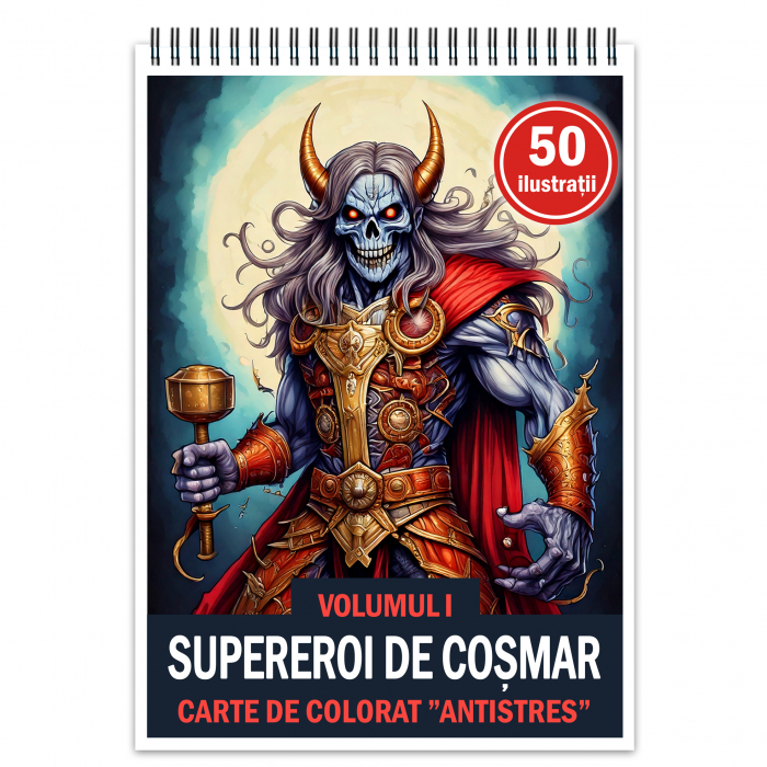 Carte de colorat antistres , 50 de ilustratii Supereroi de Cosmar - Volumul I, 106 pagini [1]