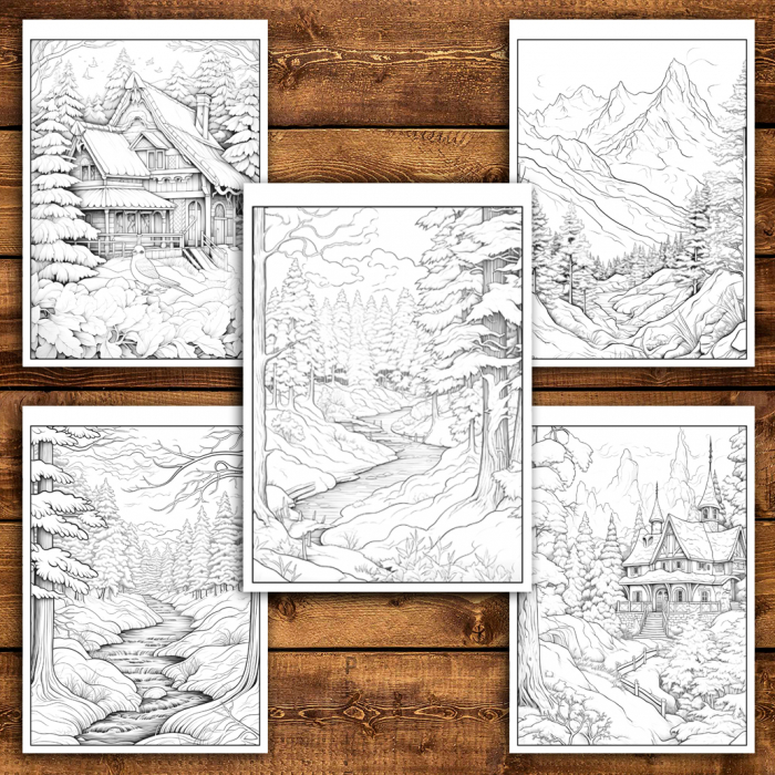 Carte de colorat antistres , 50 de ilustratii Taramul Iernii - Volumul I, 106 pagini [5]