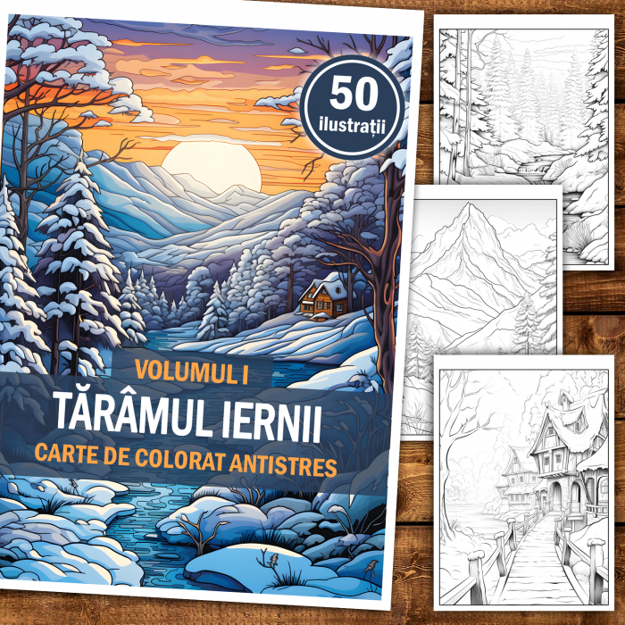 Carte de colorat antistres , 50 de ilustratii Taramul Iernii - Volumul I, 106 pagini [2]
