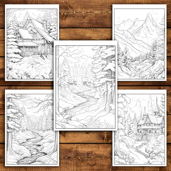 Carte de colorat antistres , 50 de ilustratii Taramul Iernii - Volumul I, 106 pagini [5]
