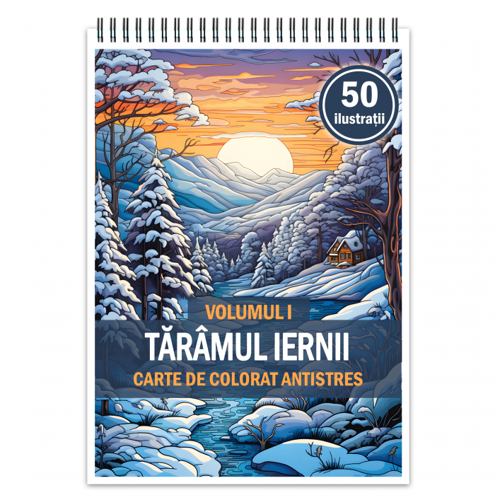 Carte de colorat antistres , 50 de ilustratii Taramul Iernii - Volumul I, 106 pagini [1]