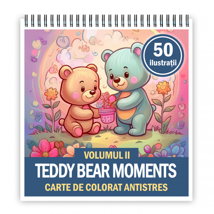Carte de colorat antistres , 50 de ilustratii Teddy Bear Moments - Volumul II, 106 pagini [1]