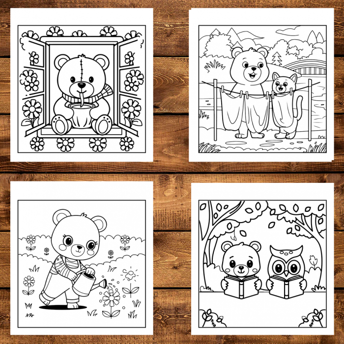 Carte de colorat antistres , 50 de ilustratii Teddy Bear Moments - Volumul II, 106 pagini [4]