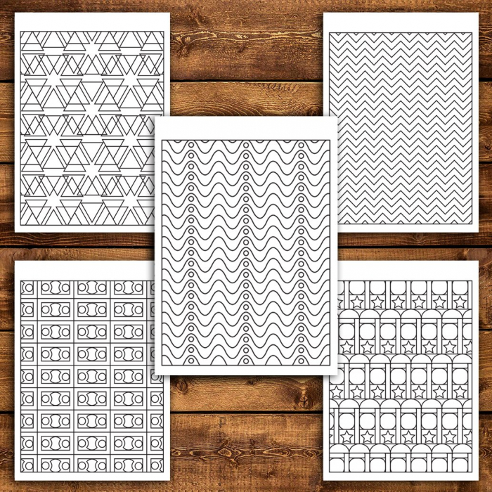 Carte de colorat antistres, 50 de ilustratii Tipare Geometrice - Volumul IV [4]