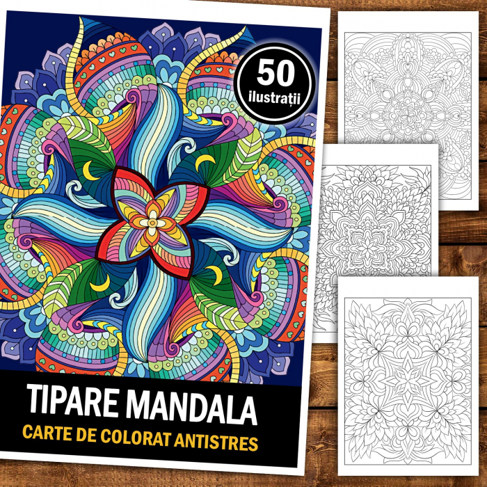 Carte de colorat antistres, 50 de ilustratii Tipare Mandala [5]