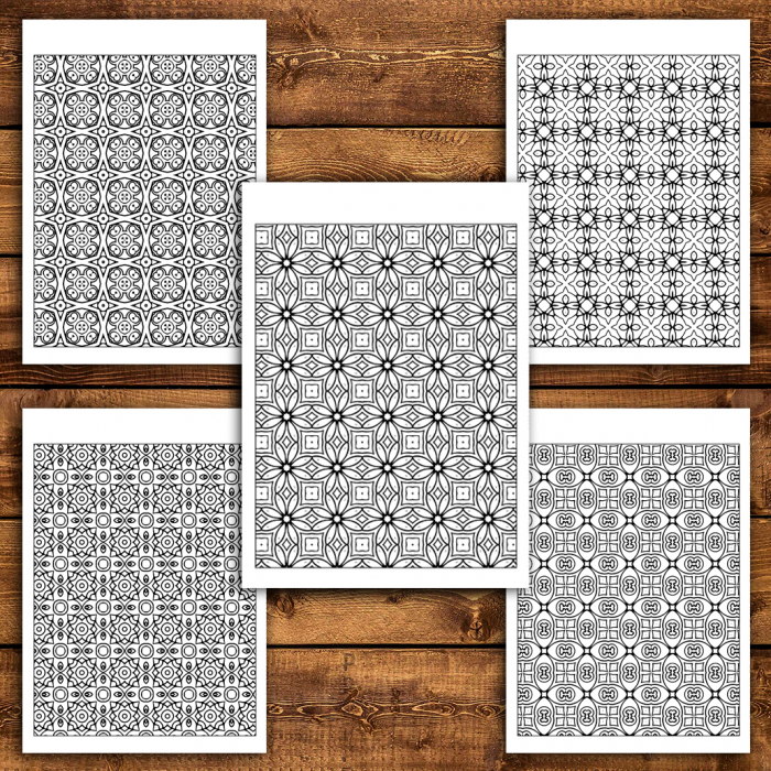 Carte de colorat antistres, 50 de ilustratii Tipare Simple [2]