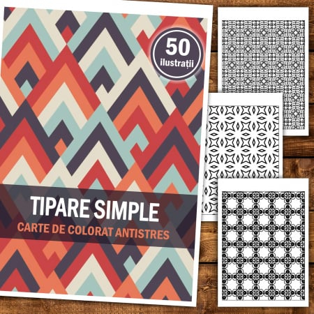 Carte de colorat antistres, 50 de ilustratii Tipare Simple [4]