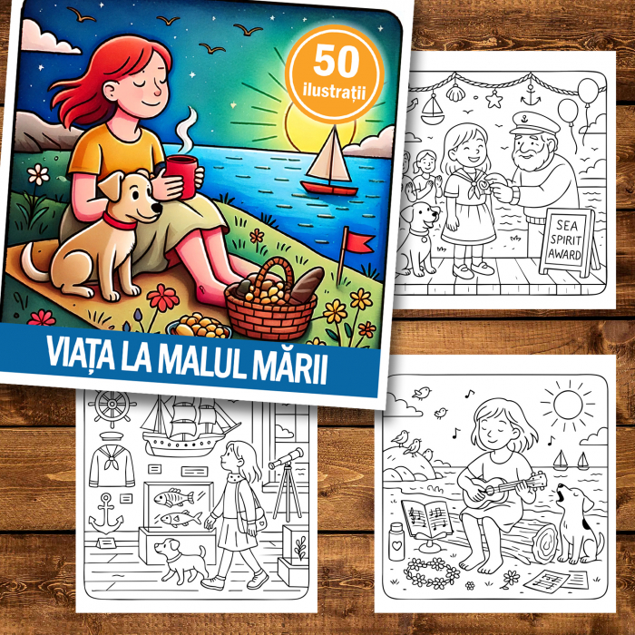 Carte de colorat antistres , 50 de ilustratii Viata la Malul Marii, 106 pagini [2]