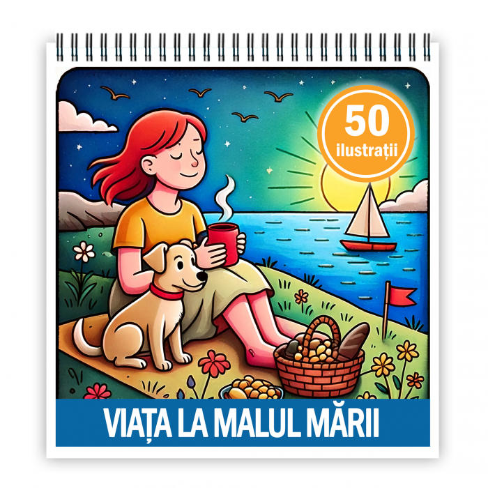 Carte de colorat antistres , 50 de ilustratii Viata la Malul Marii, 106 pagini [1]