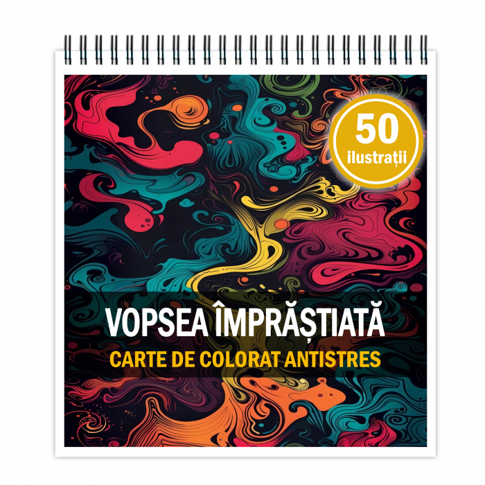 Carte de colorat antistres , 50 de ilustratii Vopsea Imprastiata, 106 pagini [1]