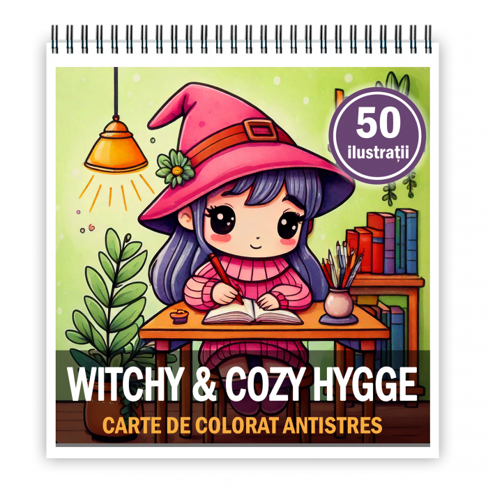 Carte de colorat antistres , 50 de ilustratii Witchy & Cozy Hygge, 106 pagini [1]