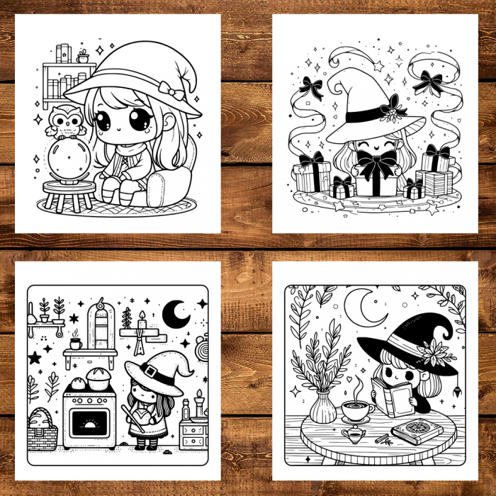 Carte de colorat antistres , 50 de ilustratii Witchy & Cozy Hygge, 106 pagini [3]