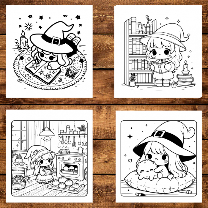 Carte de colorat antistres , 50 de ilustratii Witchy & Cozy Hygge, 106 pagini [4]