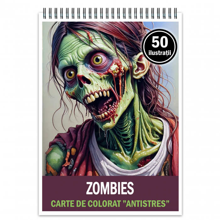 Carte de colorat antistres , 50 de ilustratii Zombies, 106 pagini [1]