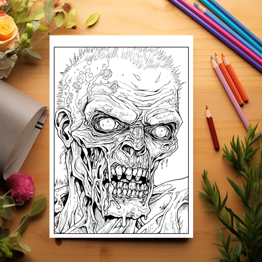 Carte de colorat antistres , 50 de ilustratii Zombies, 106 pagini [3]