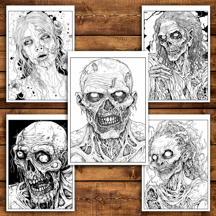 Carte de colorat antistres , 50 de ilustratii Zombies, 106 pagini [4]