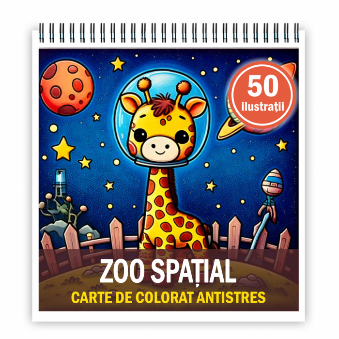 Carte de colorat antistres , 50 de ilustratii Zoo Spatial, 106 pagini [1]