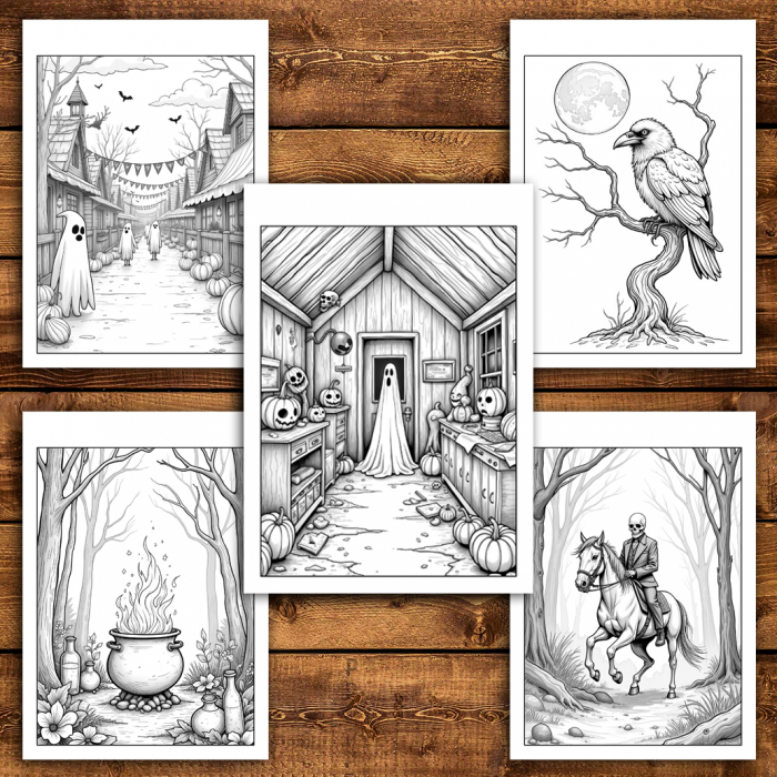 Carte de colorat antistres , 50 de ilustratiiSpooky Halloween, 106 pagini [4]