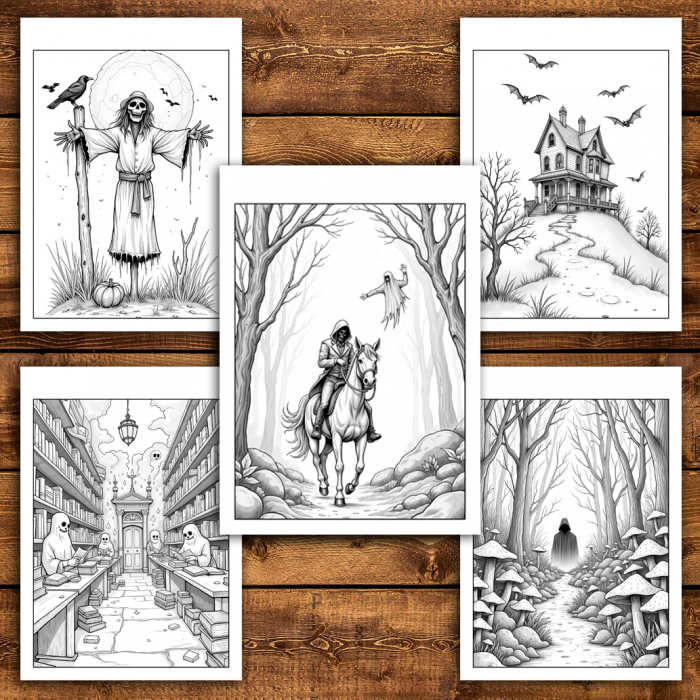 Carte de colorat antistres , 50 de ilustratiiSpooky Halloween, 106 pagini [5]