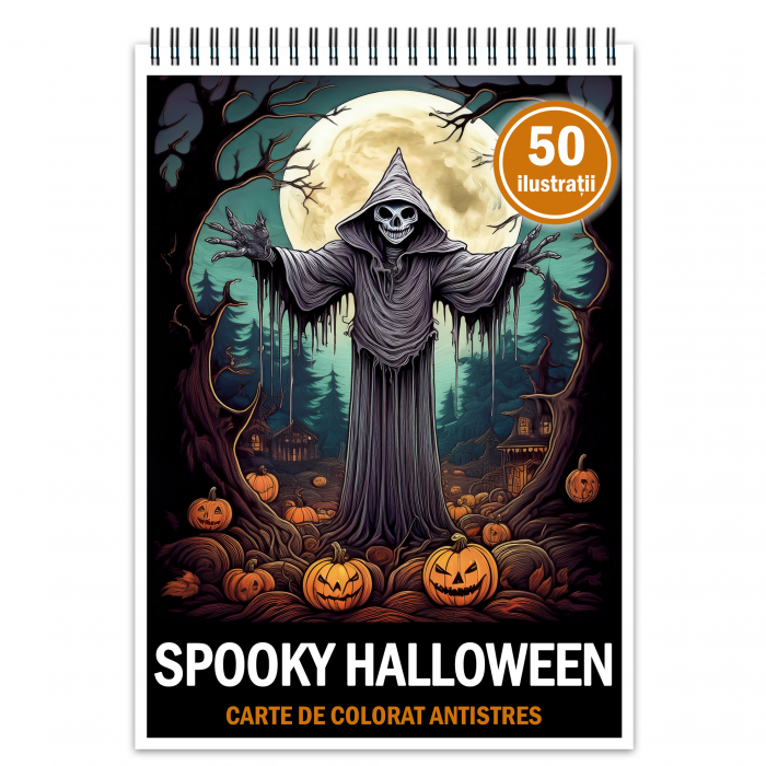 Carte de colorat antistres , 50 de ilustratiiSpooky Halloween, 106 pagini [1]