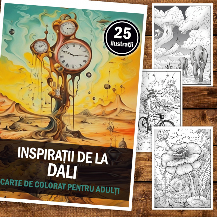Carte de colorat pentru adulti, 25 de ilustratii, Dali, 56 pagini [2]