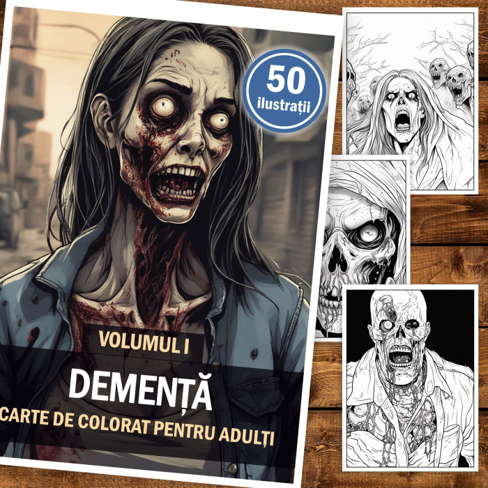 Carte de colorat pentru adulti, 50 de ilustratii, Dementa - Volumul I, 106 pagini [2]
