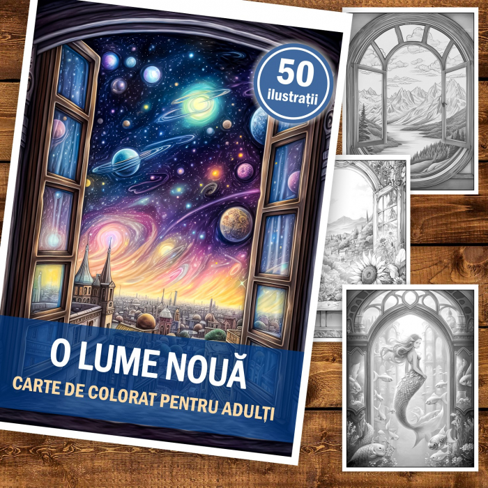 Carte de colorat pentru adulti, 50 de ilustratii, O lume noua, 106 pagini [2]