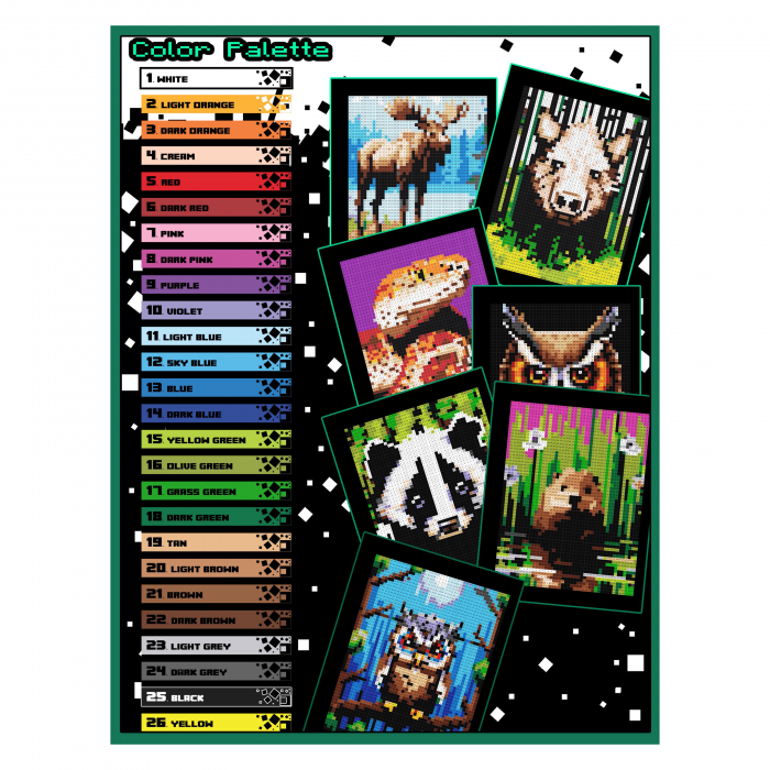 Carte de colorat cu numere, color by number, 49 de ilustratii Forest Animals, 104 pagini [3]