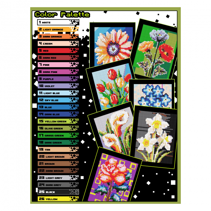 Carte de colorat cu numere, color by number, 50 de ilustratii Flowers, 106 pagini [3]