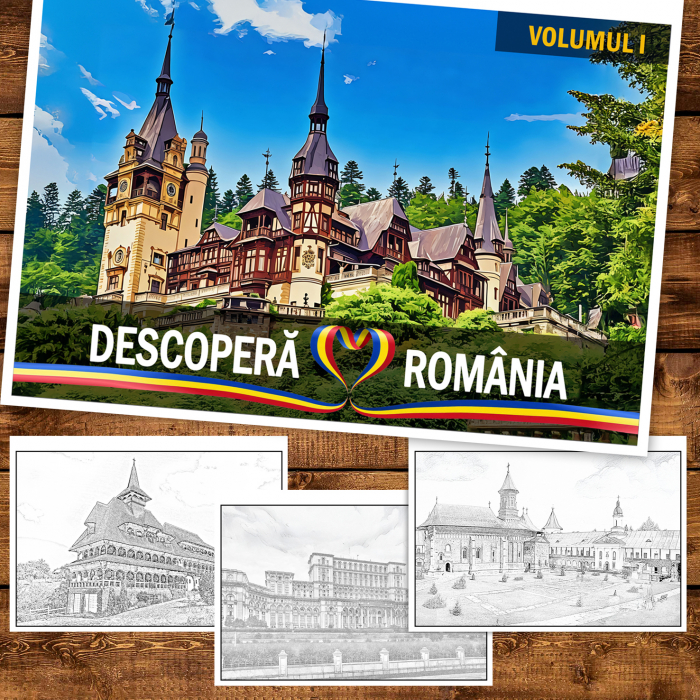 Carte de colorat Descopera Romania, 40 de ilustratii, 86 de pagini [2]