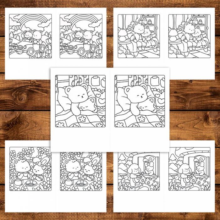 Carte de colorat Dual Vision, 40x2 ilustratii cu Cozy Date, 86 pagini [4]