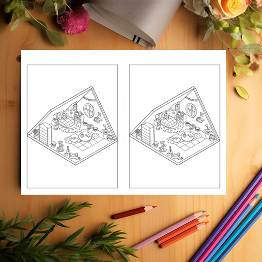 Carte de colorat Dual Vision, 40x2 ilustratii cu Pocket House, 86 pagini [3]