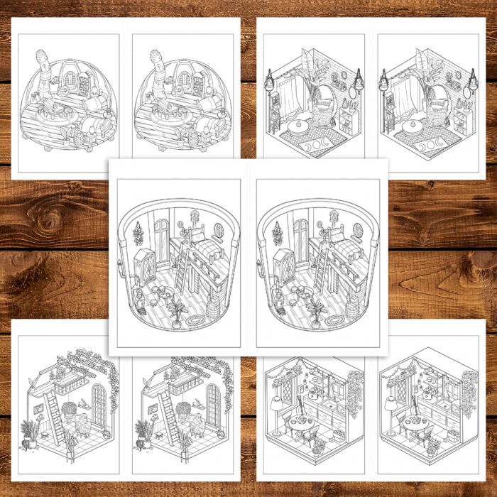 Carte de colorat Dual Vision, 40x2 ilustratii cu Pocket House, 86 pagini [5]