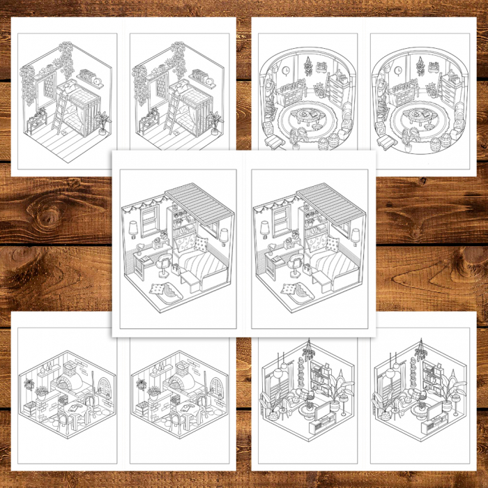 Carte de colorat Dual Vision, 40x2 ilustratii cu Pocket House, 86 pagini [4]