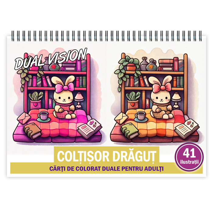 Carte de colorat Dual Vision, 41x2 ilustratii cu Coltisor Dragut, 88 pagini [1]