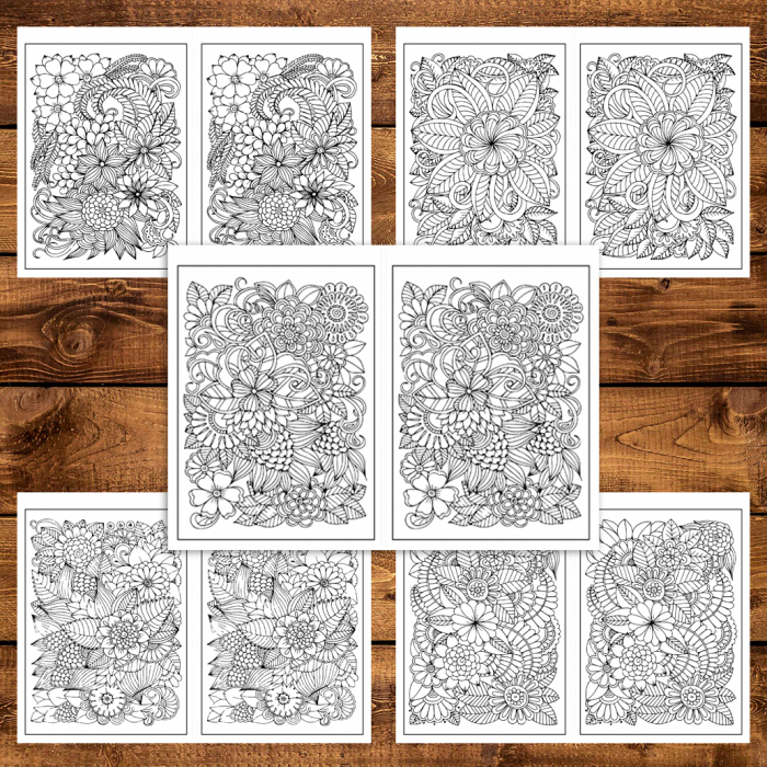 Carte de colorat Dual Vision, 50x2 ilustratii cu Armonie Florala, 106 pagini [5]