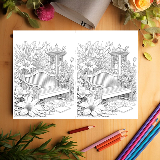 Carte de colorat Dual Vision, 50x2 ilustratii cu Flori din Gradina, 106 pagini [3]
