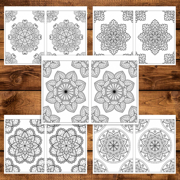 Carte de colorat Dual Vision, 50x2 ilustratii cu Mandale Hipnotizante, 106 pagini [4]