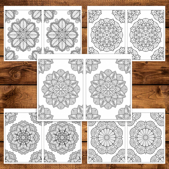 Carte de colorat Dual Vision, 50x2 ilustratii cu Mandale Hipnotizante, 106 pagini [5]