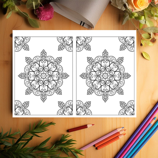 Carte de colorat Dual Vision, 50x2 ilustratii cu Mandale Hipnotizante, 106 pagini [3]