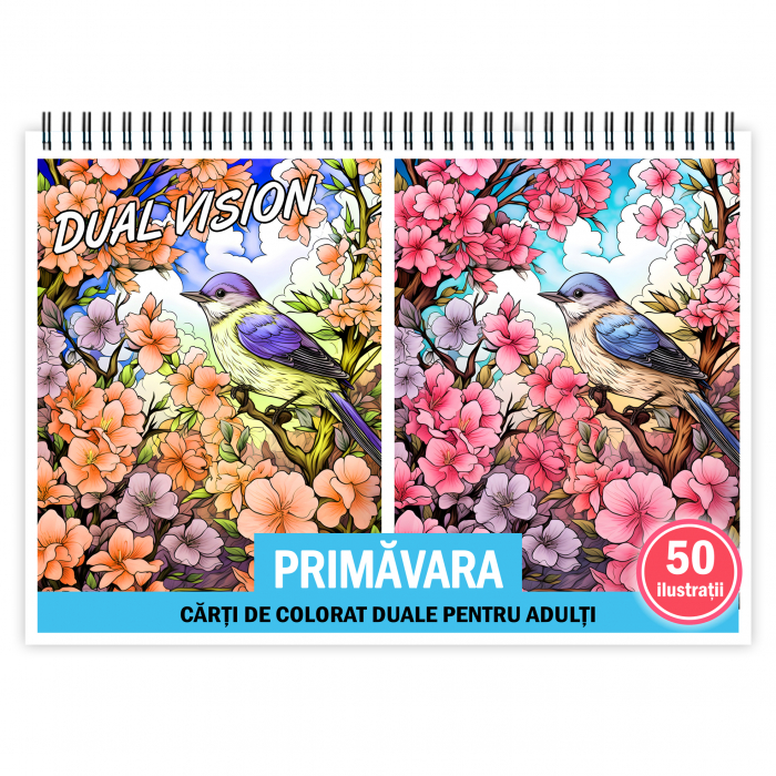 Carte de colorat Dual Vision, 50x2 ilustratii cu Primavara, 106 pagini [1]