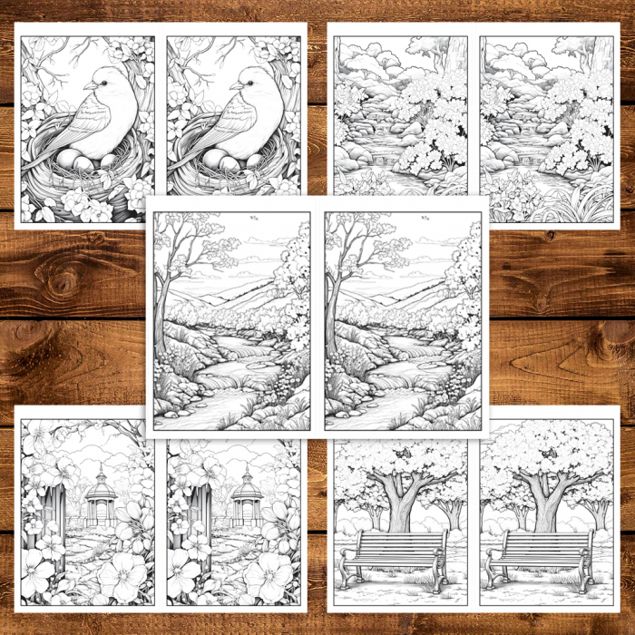 Carte de colorat Dual Vision, 50x2 ilustratii cu Primavara, 106 pagini [5]