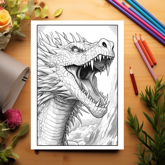 Carte de colorat pentru adulti, 50 de ilustratii, Dragoni, 106 pagini [3]