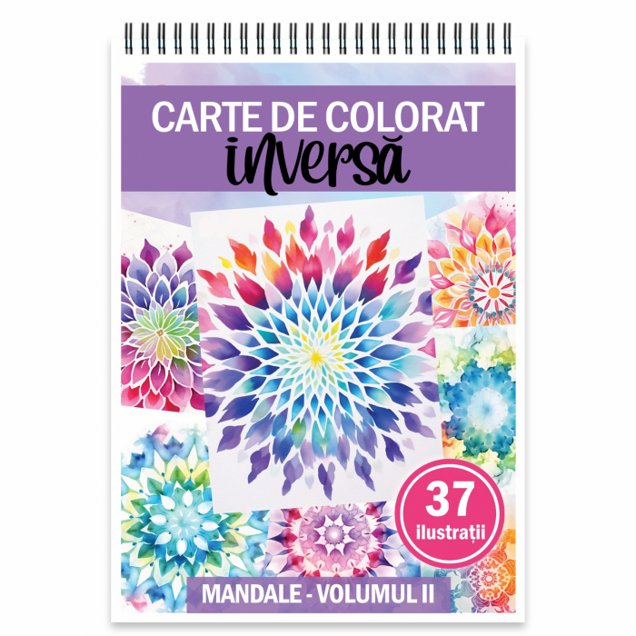 Carte de colorat inversa, 37 de ilustratii, Mandale - Volumul II, 80 pagini [1]